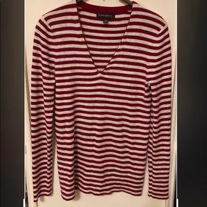 Banana Republic Maroon Stripe V Neck Sweater